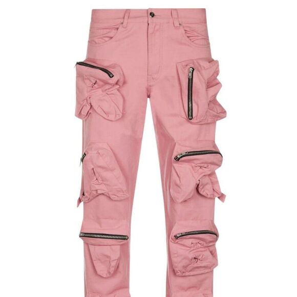 Dead Than Cool Pink 3D Patch Pocket Cargo Pants 100% Cotton Men's Size 32 - Picture 2 of 11